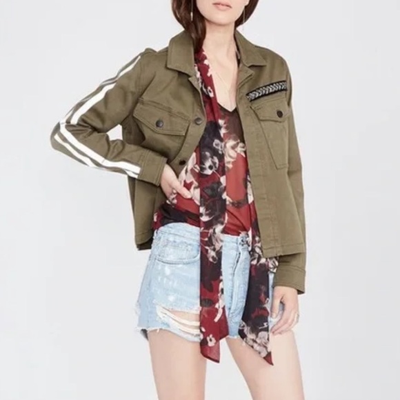 Rachel Roy Army Jacket with Reflective Tape M - Picture 1 of 5